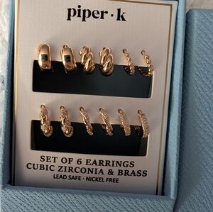 piper·k Rose Gold Set of 6 Cubic Zirconia & Brass Earrings